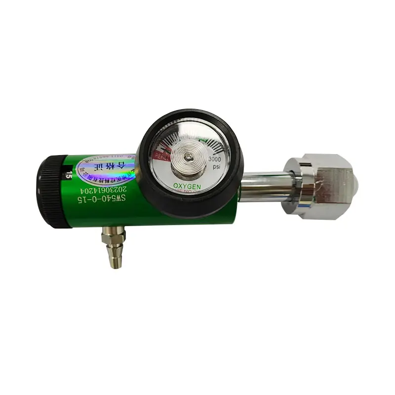 绿色减压器（吸氧管口）流量范围有（0-4,0-15,0-25）